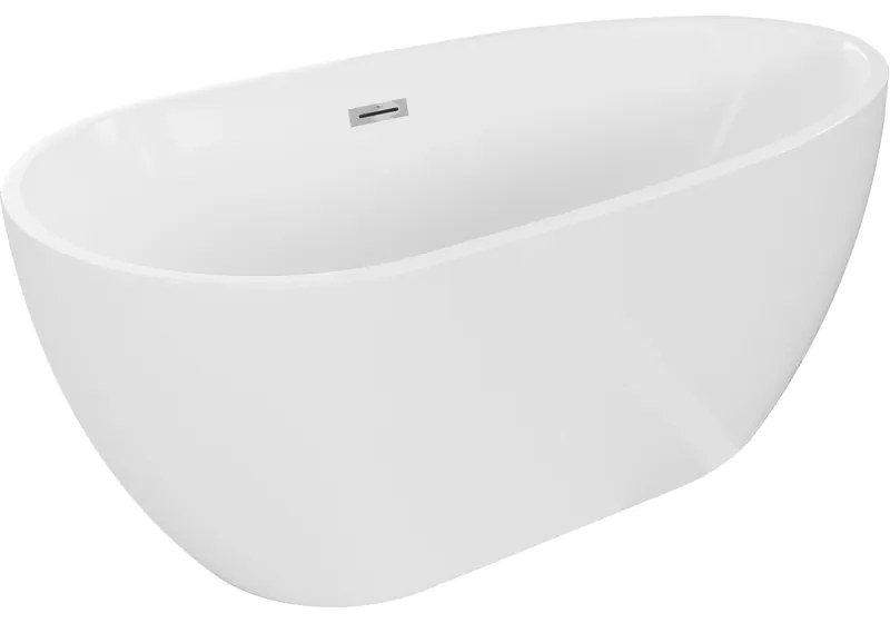 Mexen Eos, voľne stojaca vaňa 170 x 75 cm, biela, chrómový prepad, 52471707500-01