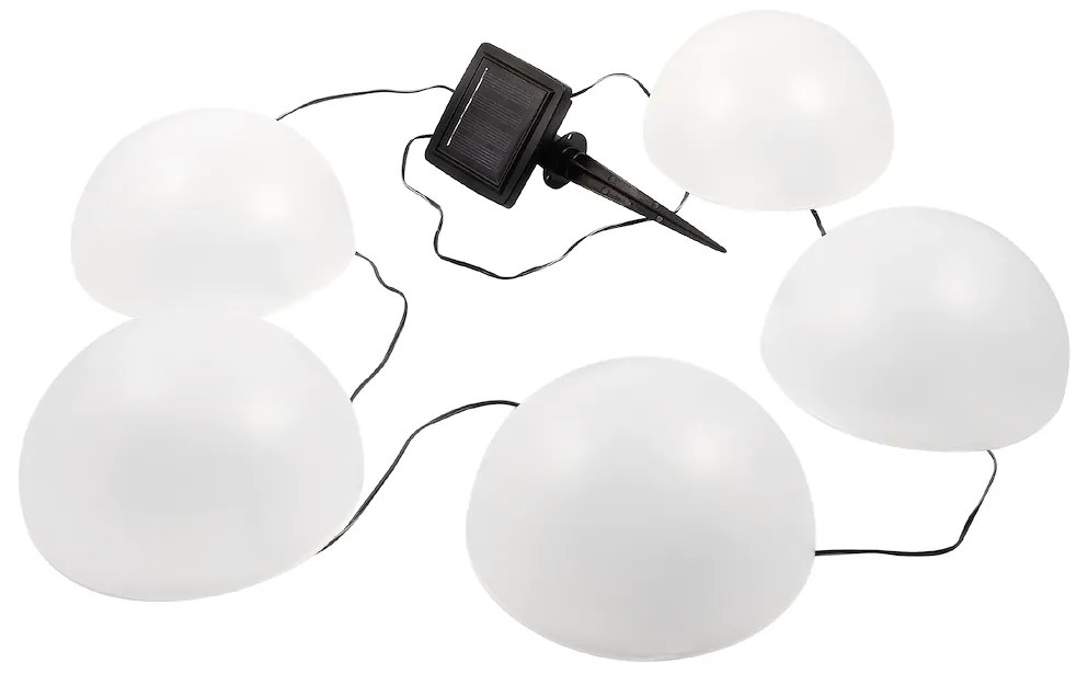 Exteriérové solárne svietidlo Hemi, 5x biele plastové tienidlo