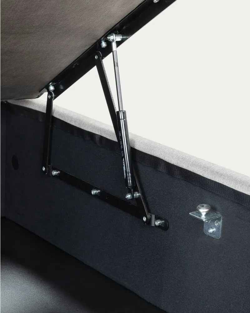 Sivá čalúnená dvojlôžková posteľ s úložným priestorom 140x190 cm Matters – Kave Home