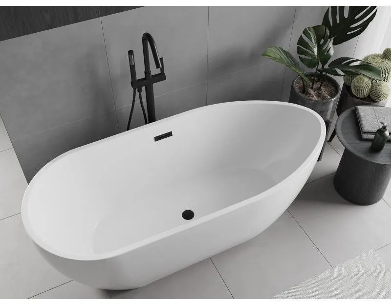 Mexen Eos, voľne stojaca vaňa 170 x 75 cm, biela, čierny matný prepad, 52471707500-70