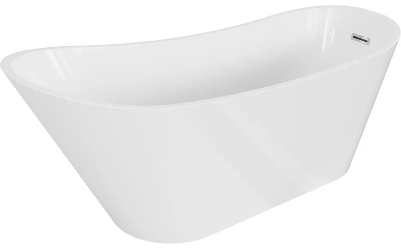 Mexen Alta, voľne stojaca vaňa 170 x 75 cm, biela, chrómový prepad, 52141707500-01