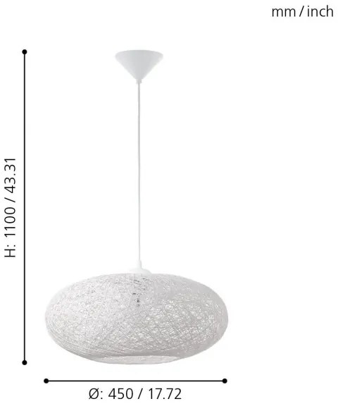 Eglo 93373 - Závesné svietidlo CAMPILO 1xE27/60W/230V