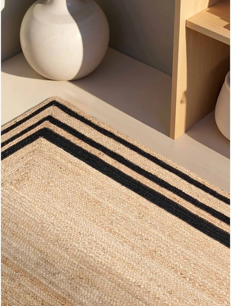 Čierny/v prírodnej farbe obojstranný/ručne tkaný jutový koberec 120x170 cm Jutta – Hanse Home