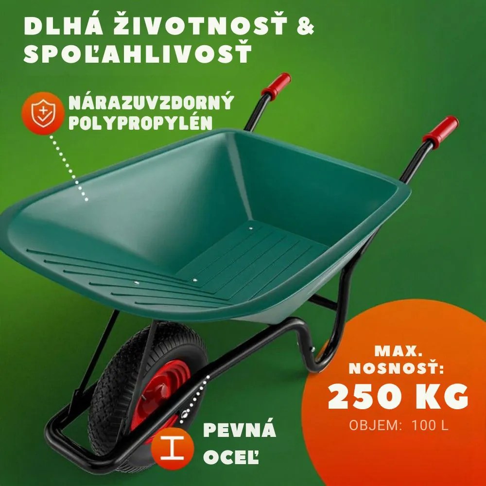 Fúrik GREG s plastovou vaničkou, max. 100l/250kg, zelená/čierna Gardebruk