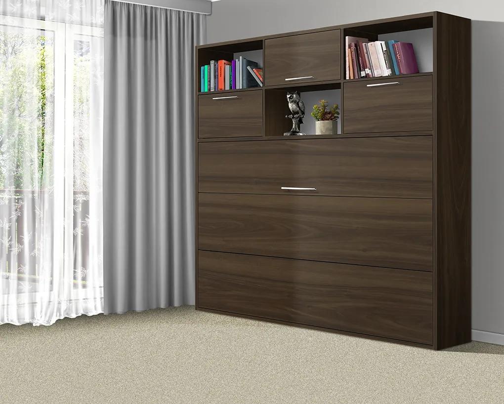 Nabytekmorava Sklápacia posteľ VS1056 MAX, 200x120cm farba lamina: orech lyon/biele dvere, Varianta dverí: matné