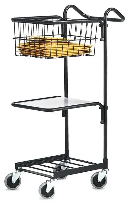 Kancelársky vozík Compact s 2 košíkmi a 1 COMPACT, čierny