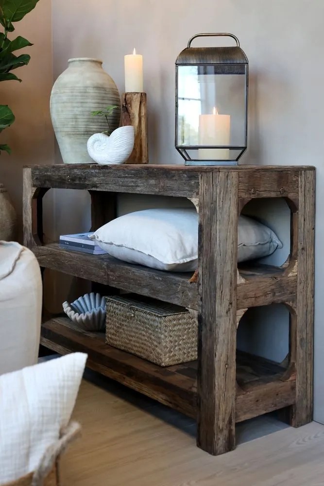 Hnedý drevený konzolový stôl regál Grimaud Unit - 120*40*80 cm