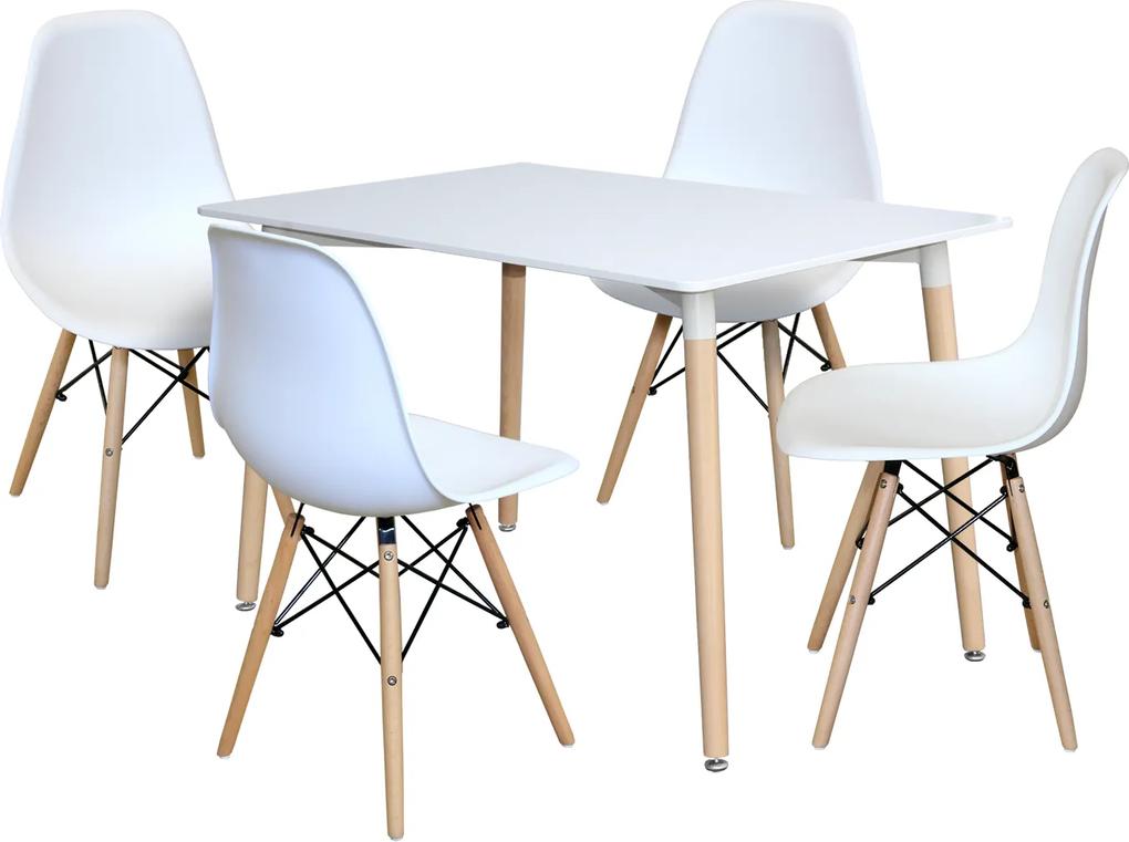 OVN jedálenský set IDN 4495 stôl biely+4 stoličky biele