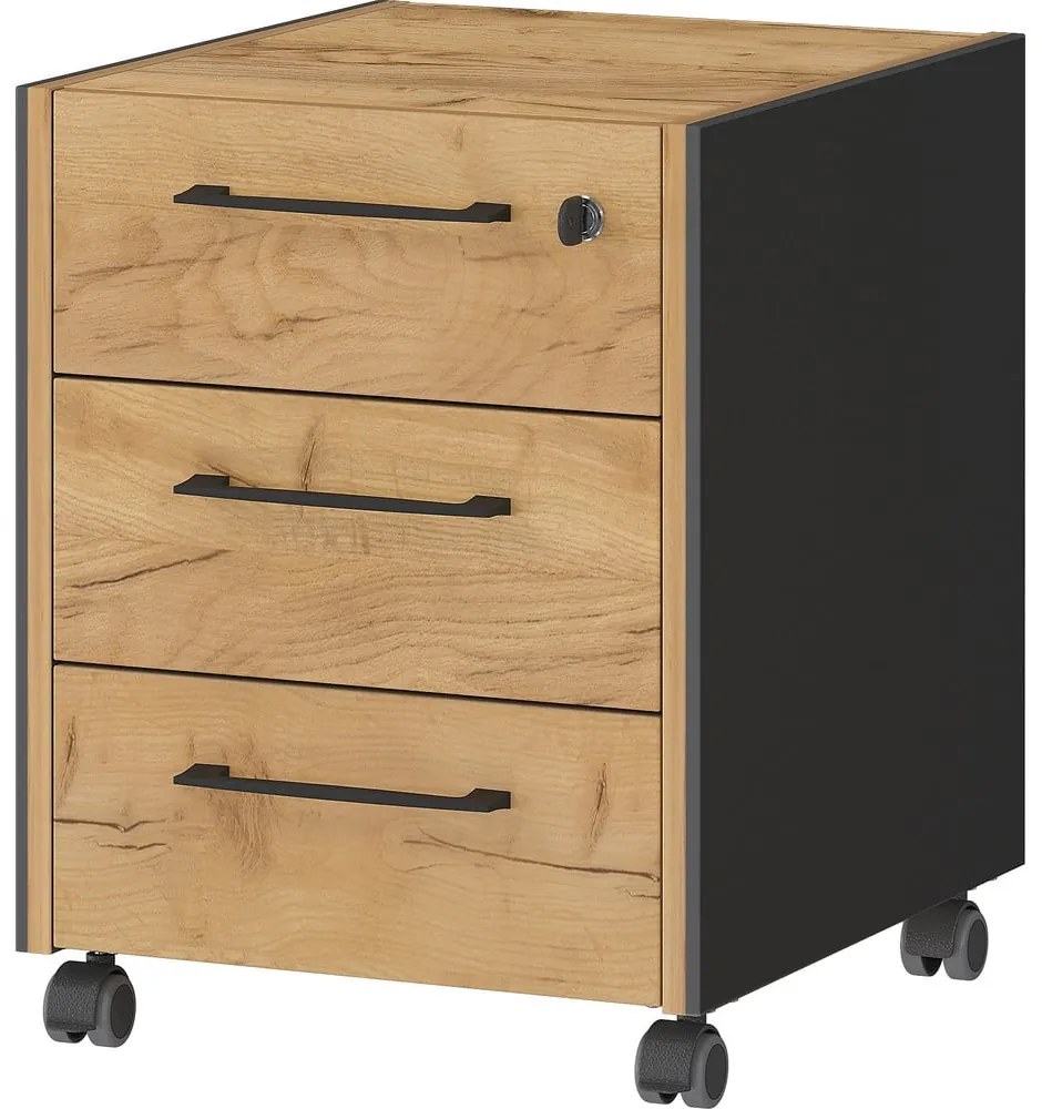 Skrinka v dekore duba v antracitovo-prírodnej farbe 42x54x49 cm Podium – Germania