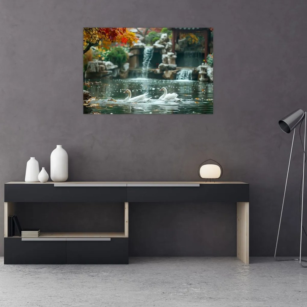 Obraz - Ázijské jazierko (90x60 cm)