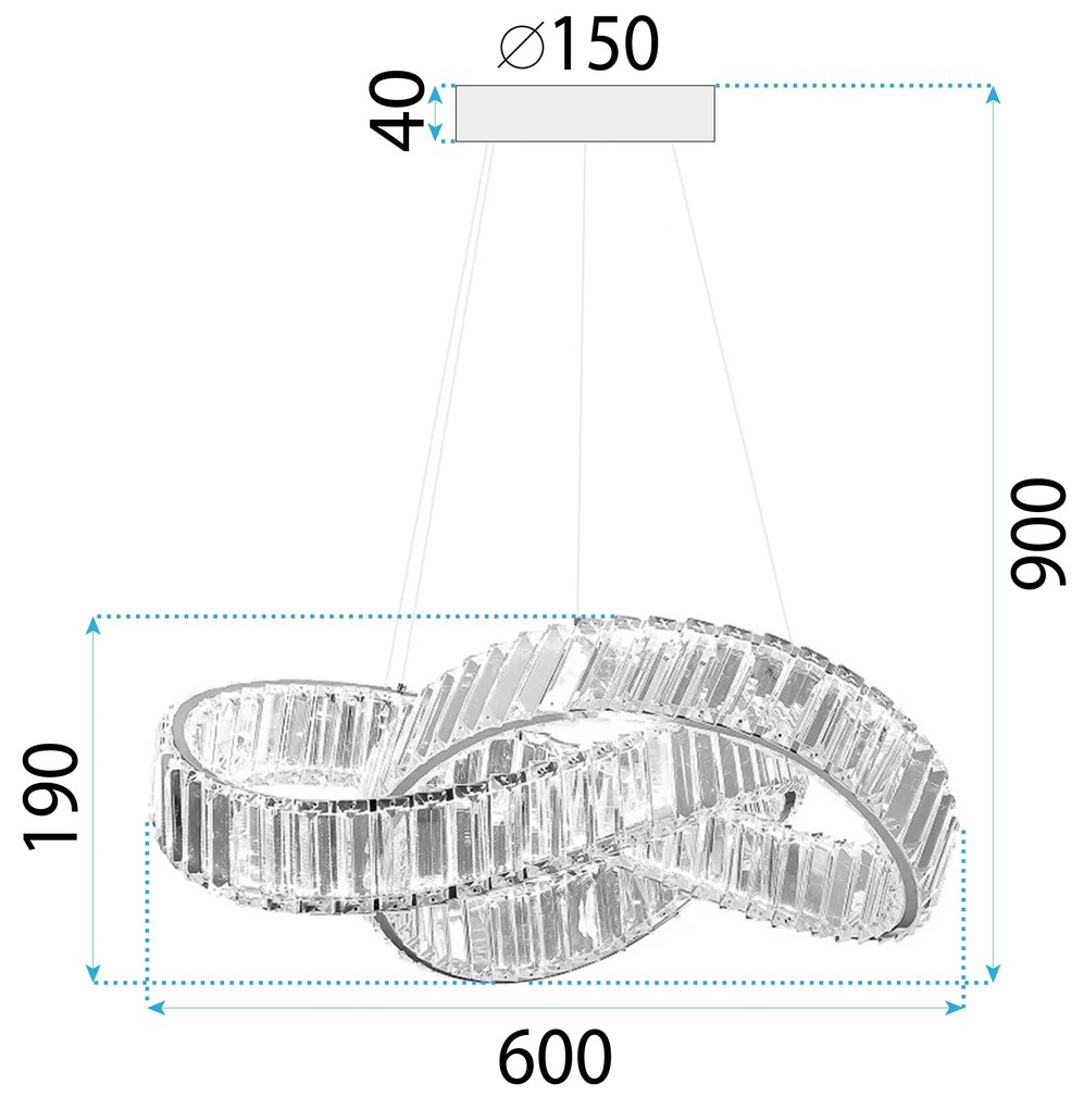 Toolight Toolight, LED závesné svietidlo 58cm, 49W, APP1538-CP, zlatá lesklá, OSW-05474
