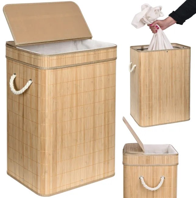 Kôš na bielizeň SOREN  80 l bambusový