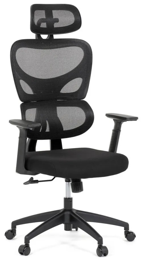 Kancelárska ergonomická stolička GRANT - sieť, látka, čierna