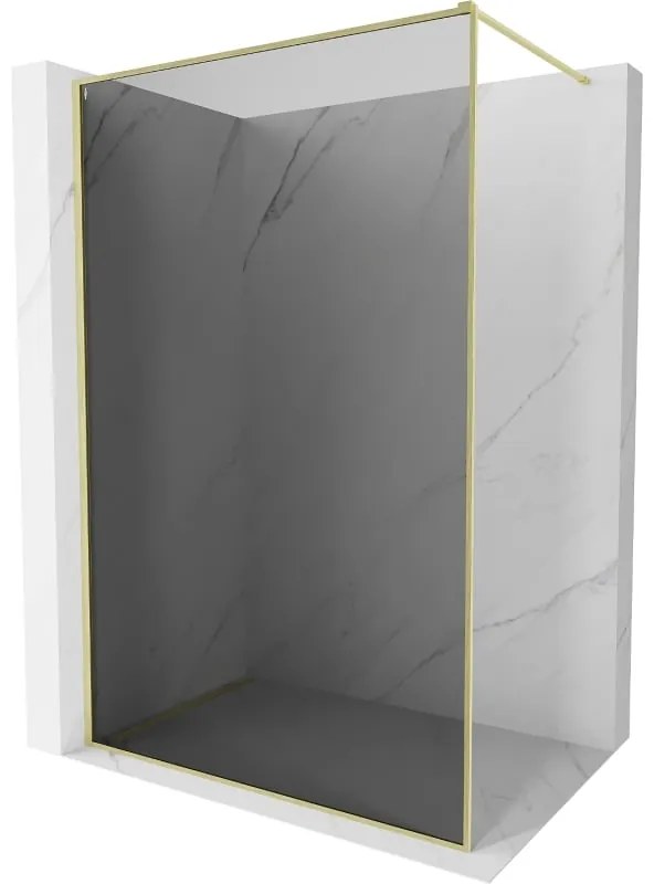 Mexen Kioto-F, sprchová zástena s rámom 110 x 202 cm, 8 mm šedé sklo, zlatý matný profil, 800-110-104-55-40