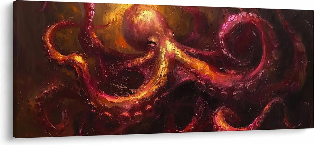 Obraz - Chobotnica, olejomaľba (120x50 cm)