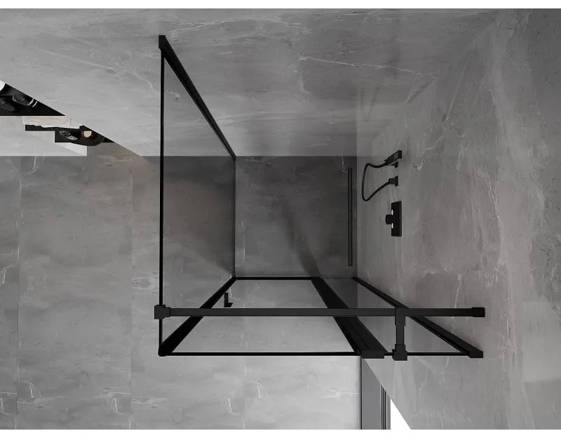 Mexen Mist T, sprchový kút s krídlovými dverami, pravý, 85 x 85 cm, 8mm číre sklo, čierny profil, 8A4T-085-085-70-70-P