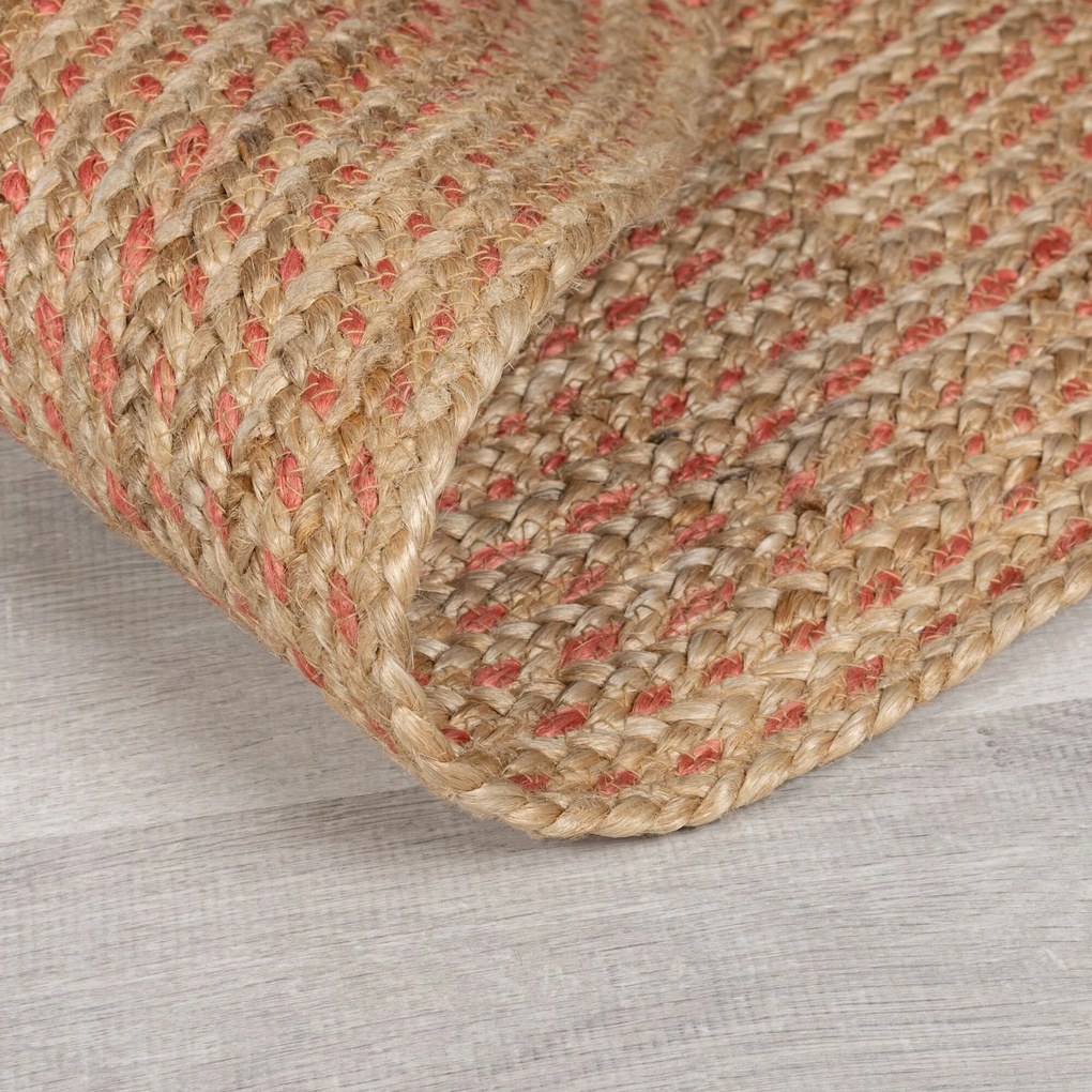 Flair Rugs koberce Kusový koberec Capri Jute Natural/Coral kruh - 133x133 (priemer) kruh cm