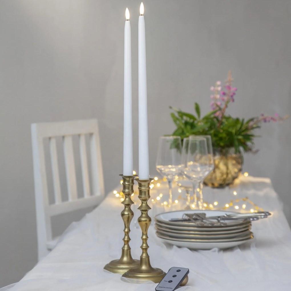 STAR TRADING LED svíčka Flamme Slim White 38 cm – set 2 ks + dálkový ovladač