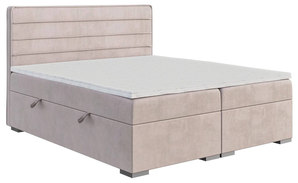 Manželská posteľ Boxspring 200 cm Benio (svetlofialová) (s matracom a úl. priestorom). Akcia -20%. Vlastná spoľahlivá doprava až k Vám domov. 1054511