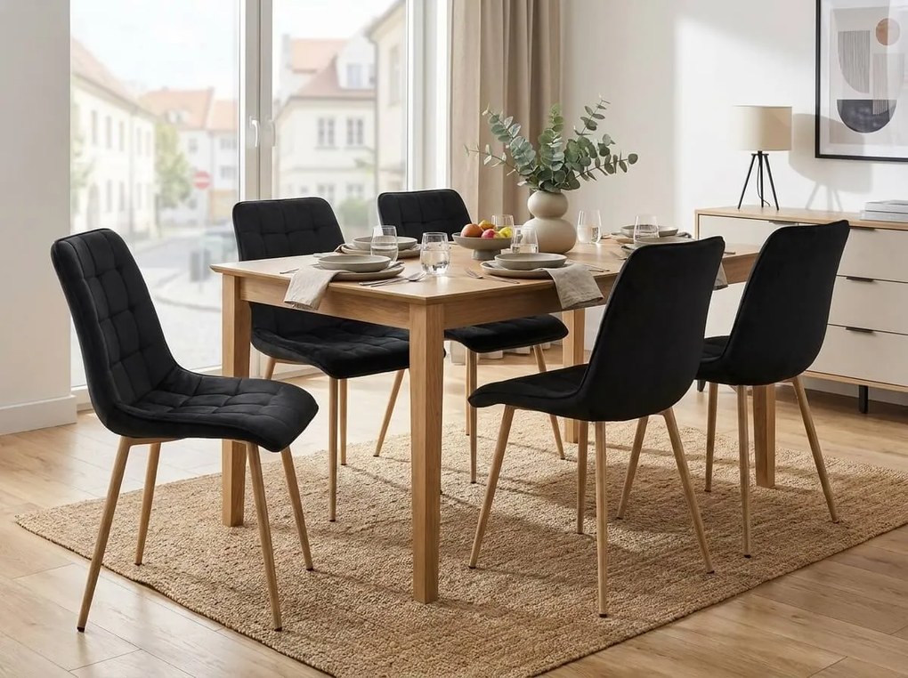 Jedálenská stolička SPLIT VELVET, čierna