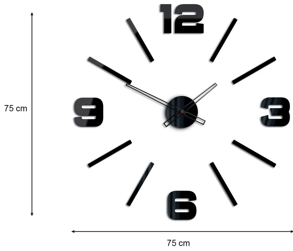 Nástenné samolepiace hodiny Vito 75 cm čierne