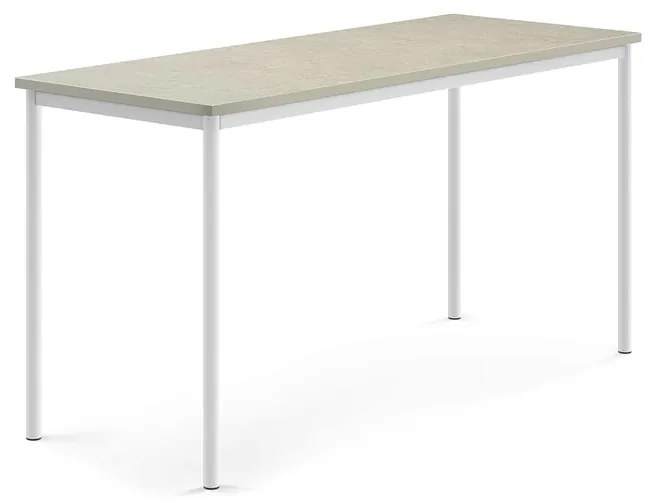 Stôl SONITUS, 1800x700x900 mm, linoleum - svetlošedá, biela