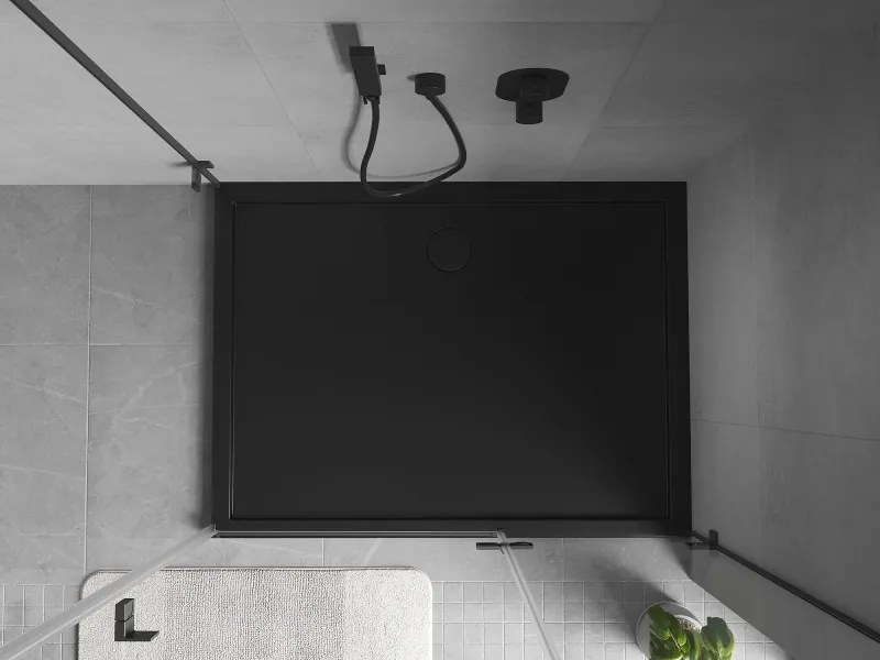 Mexen Flow, obdĺžniková sprchová vanička, slim, 80 x 130 cm, čierna matná, 46R708013