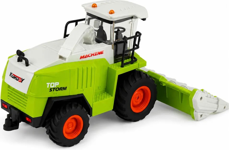 LEAN Toys Kombajn s rezačkou na kukuricu, diaľkovo ovládaný RC, svetlá a zvuky, mierka 1:24