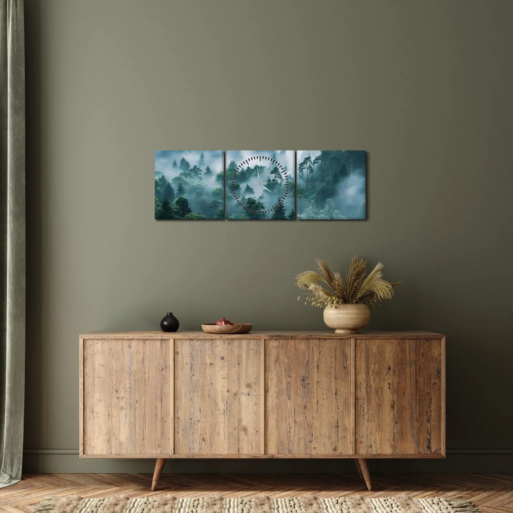 Obraz - Les v hmle (s hodinami) (90x30 cm)