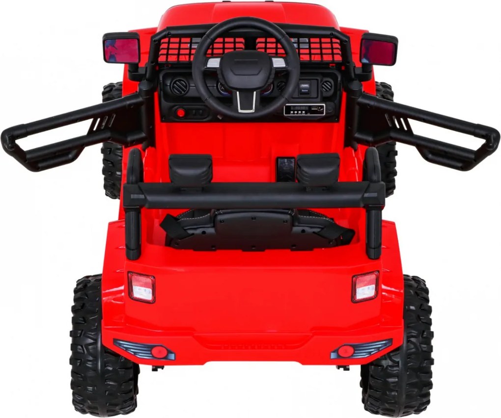 Ramiz Autíčko na batérie Jeep Dark Night pre deti Červené + pomalý štart + EVA + LED Audio