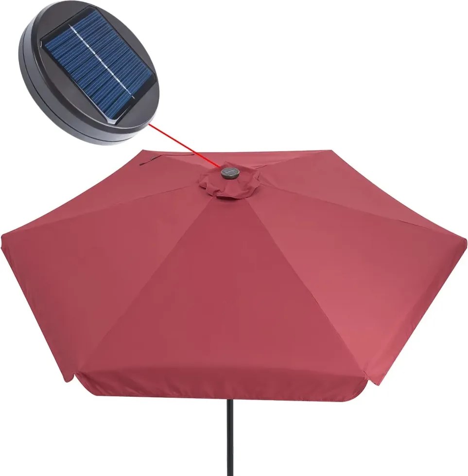 Zahradní slunečník Vang s LED osvětlením 330 cm červený