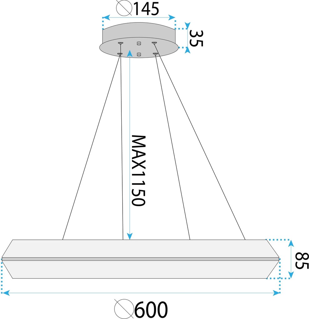 Toolight Toolight, LED stropné svietidlo 60cm, 45W, 4000K, APP1768-CP, zlatá, OSW-04344