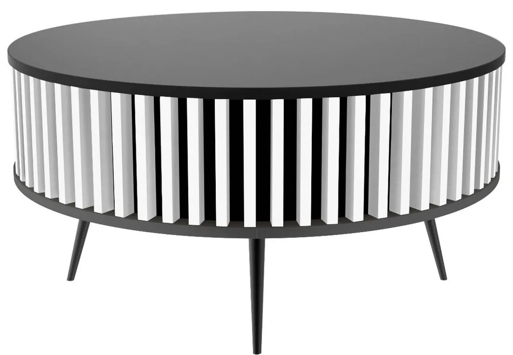 Okrúhly konferenčný stolík ELIOT čierna + biele lamely