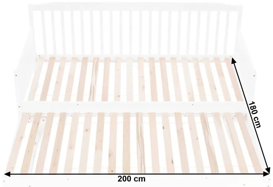 Tempo Kondela Detská rozkladacia posteľ s prístelkou, biela, masív, PEDREZA