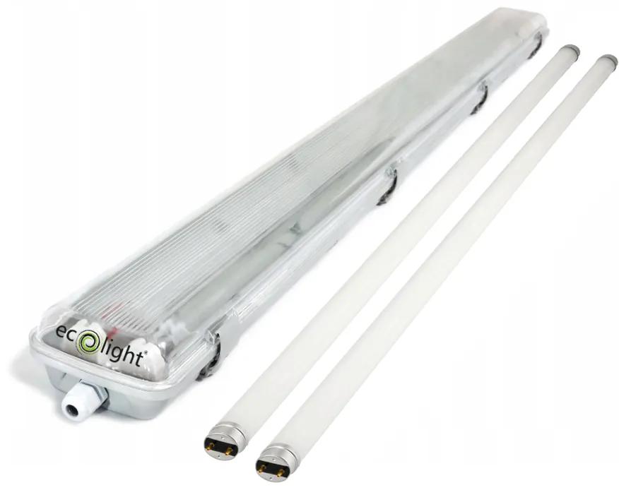 ECOLIGHT 4x Svietidlo + 8x LED trubica - G13 - 120cm - 18W - 1800lm studená biela - SADA
