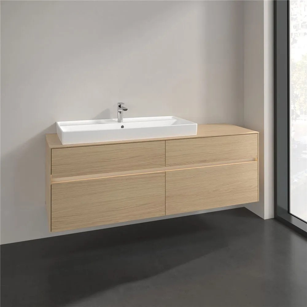 VILLEROY &amp; BOCH Collaro závesná skrinka pod umývadlo na dosku (umývadlo vľavo), 4 zásuvky, s LED osvetlením, 1600 x 500 x 548 mm, Nordic Oak, C029B0VJ