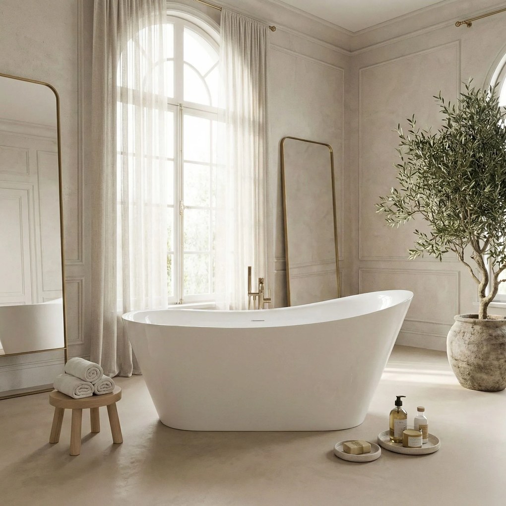 Rea Lusso Slim, voľne stojaca vaňa 170×74 cm, biela, REA-W0504