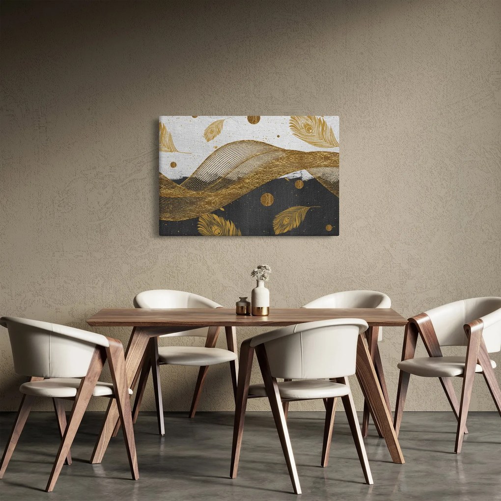 Obraz - Zlaté pierka (90x60 cm)