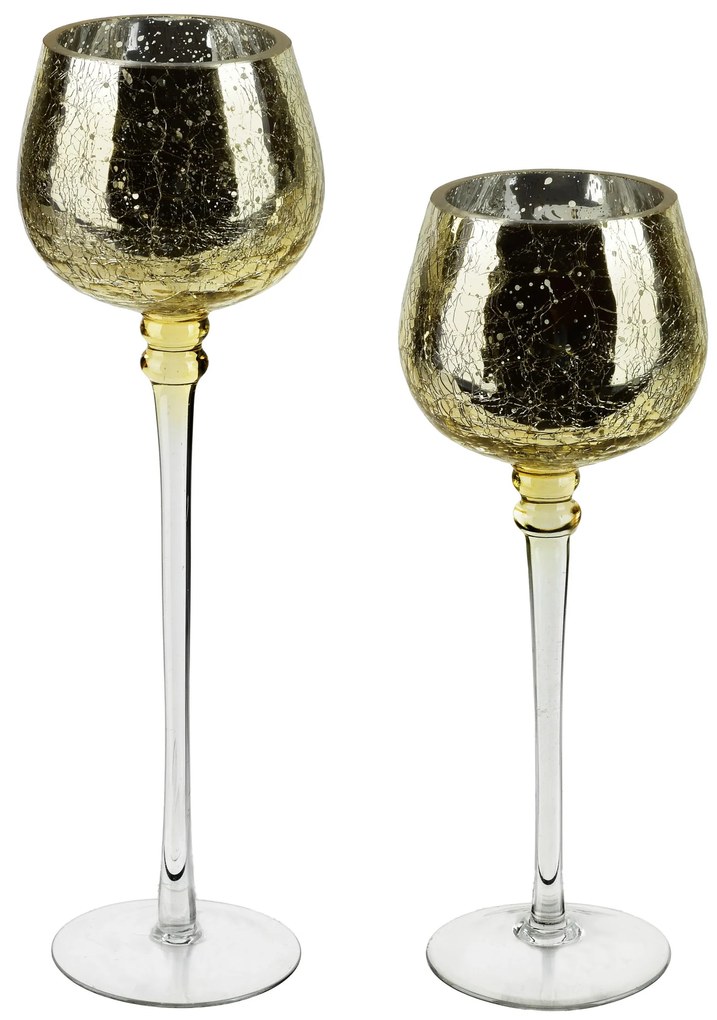 Skleněný svícen DONNA I. 30 cm zlatý