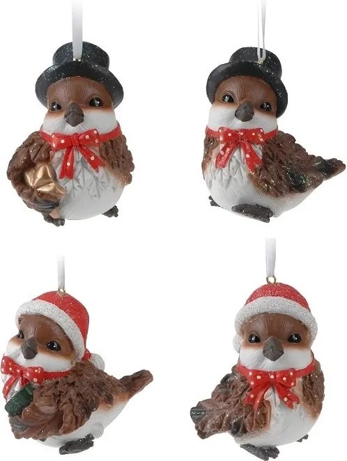 Set závesných vianočný vtáčikov 7,5 cm