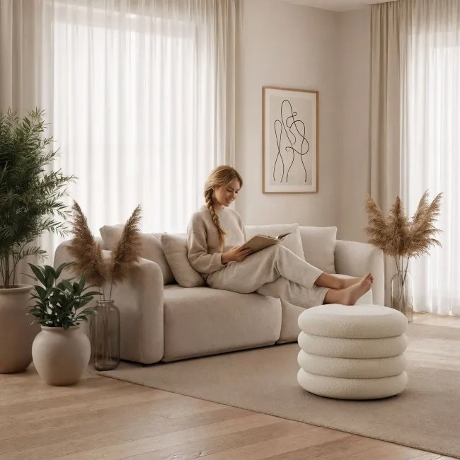 Taburetka MOLLIS krémovo biela