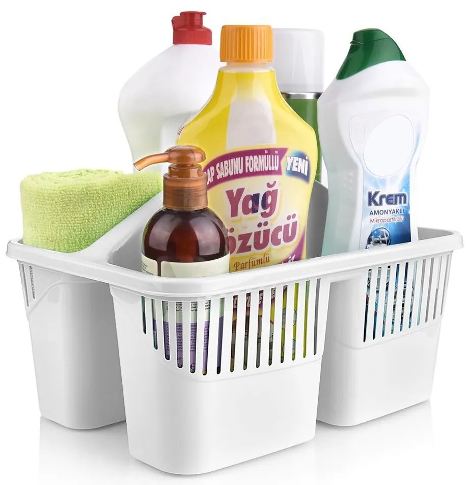 Orion Organizér na čistiace potreby, delený košík, transparentný TINA 30 x 23 x 17 cm