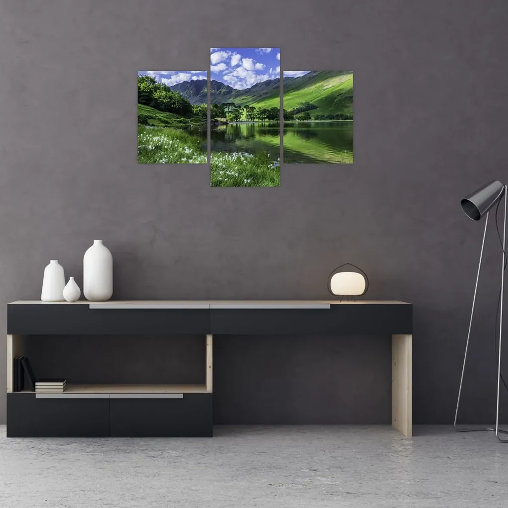 Obraz - Krajina s jazerom (90x60 cm)