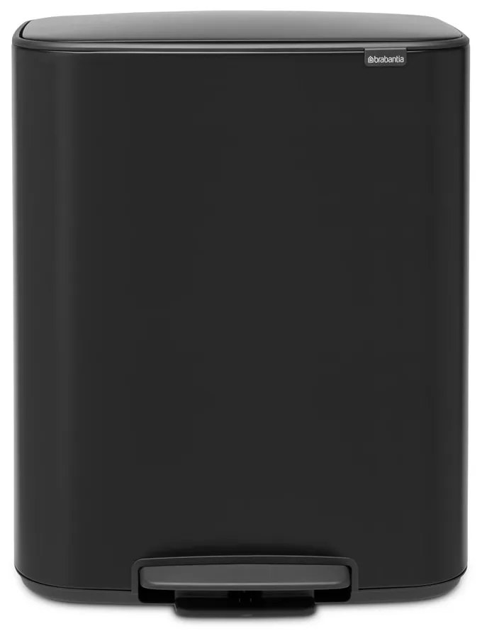 Matne čierny nášľapný oceľový odpadkový kôš na triedený odpad 60 l Bo – Brabantia