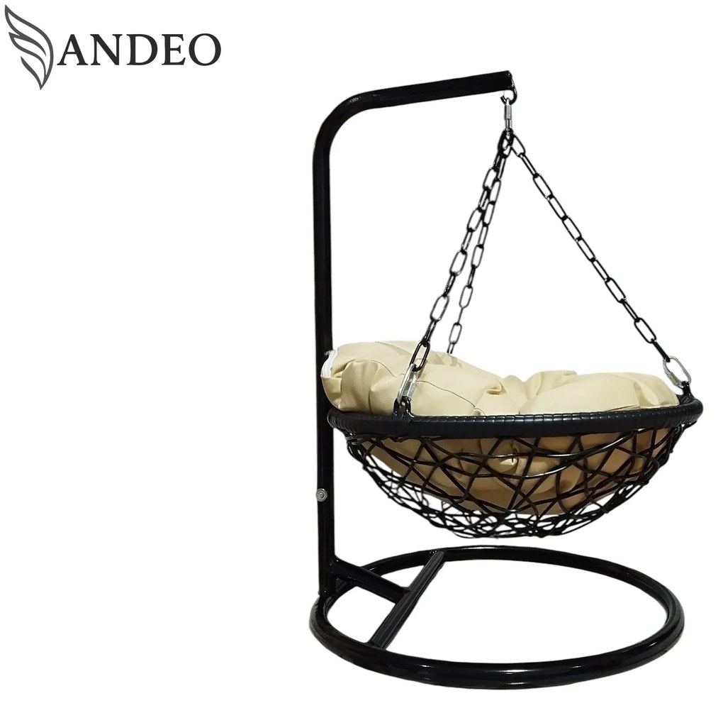 Závesné hojdacie kreslo pre mačky LILY - čierno béžové