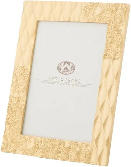 Žltý fotorámik v živicovom ráme Mauro Ferretti Glam Carving, 21 × 26 cm