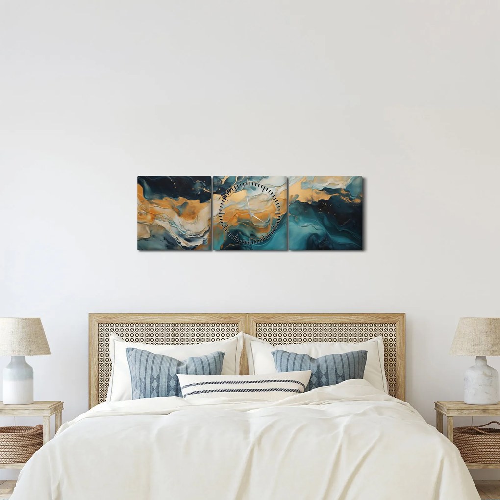 Obraz - Abstrakcia (s hodinami) (90x30 cm)
