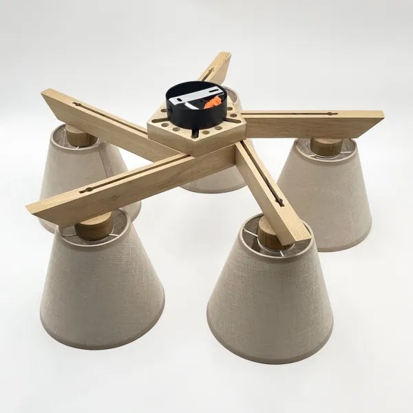 Brilagi - LED Prisadený luster ANTHONY 5xE14/40W/230V dub/béžová