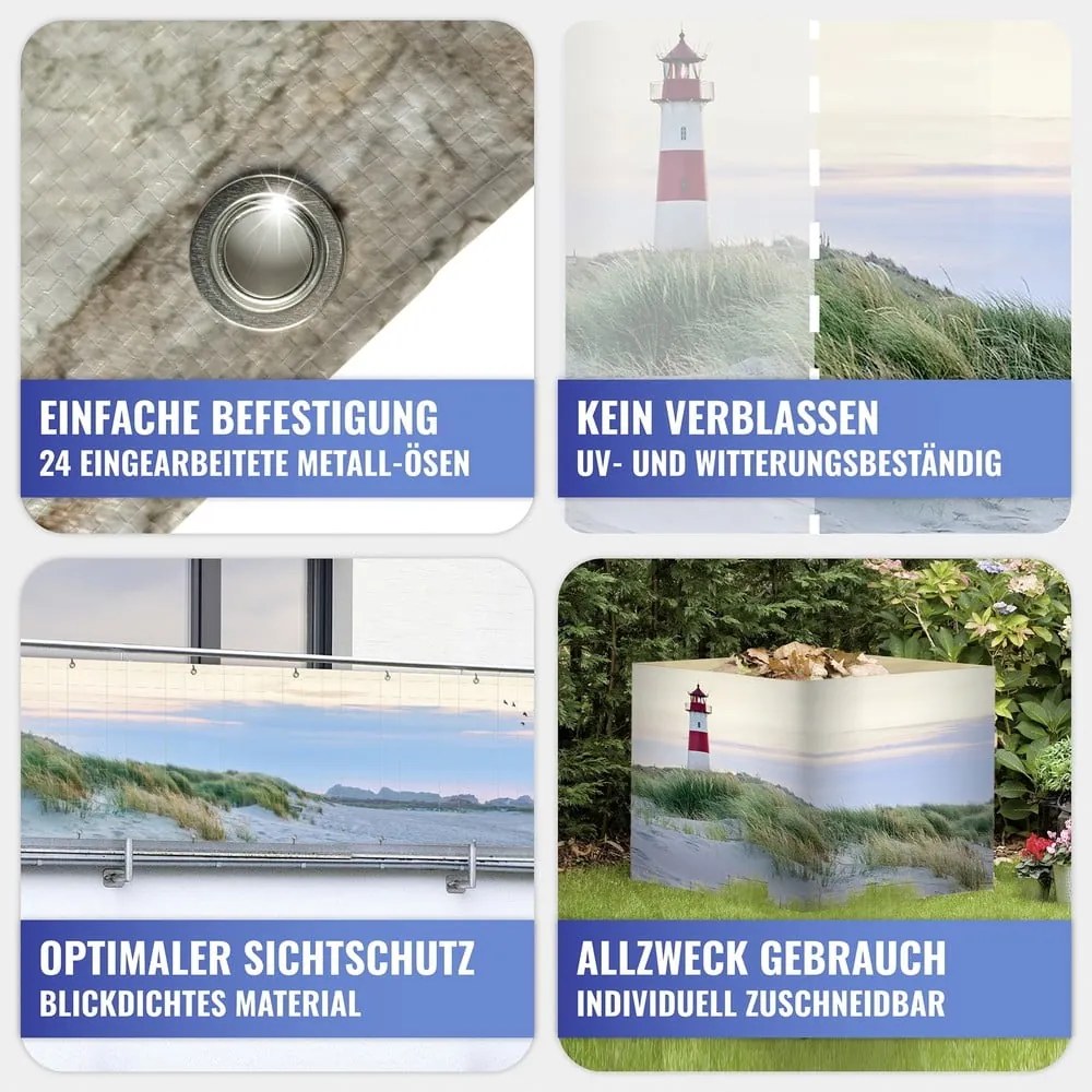 Plastová balkónová zástena 500x85 cm North Sea Coast – Maximex