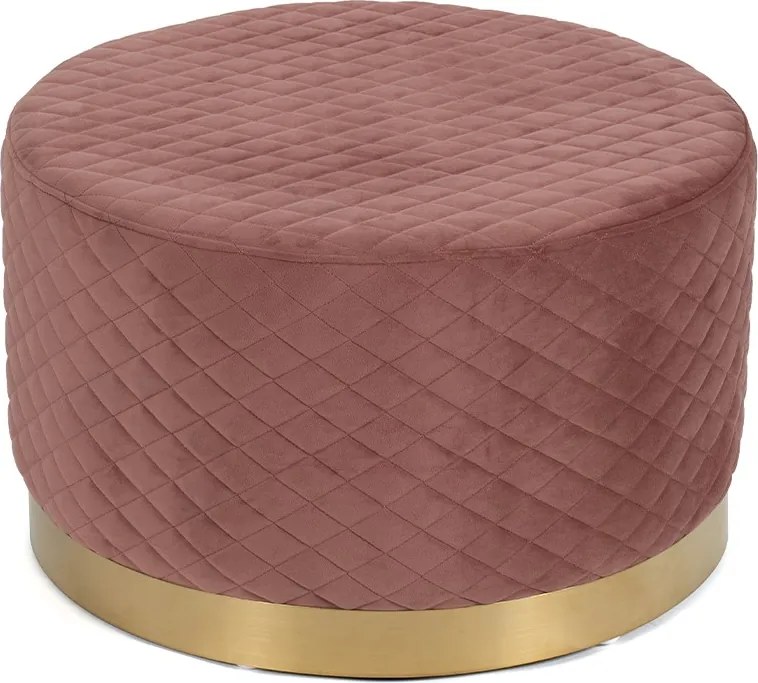 Noela Zamatový puf so zlatou základňou LUMI ružový